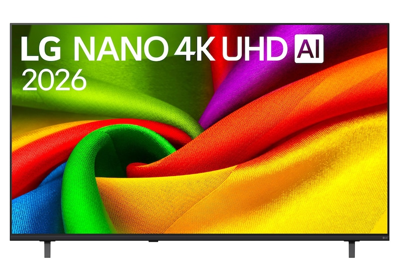 Vista frontale di TV 65 pollici LG NANO 4K UHD AI NU85 4K Smart TV 2026 65NU850B6LA